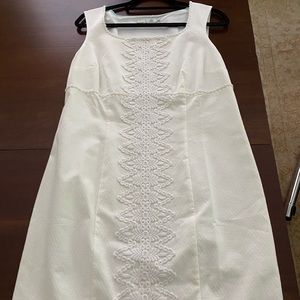 Boden White Embroidered Sleeveless Dress